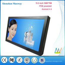 POE powered 13,3 Zoll 1366 * 768 Wandhalterung Android Tablet POE Android-Version 4.4